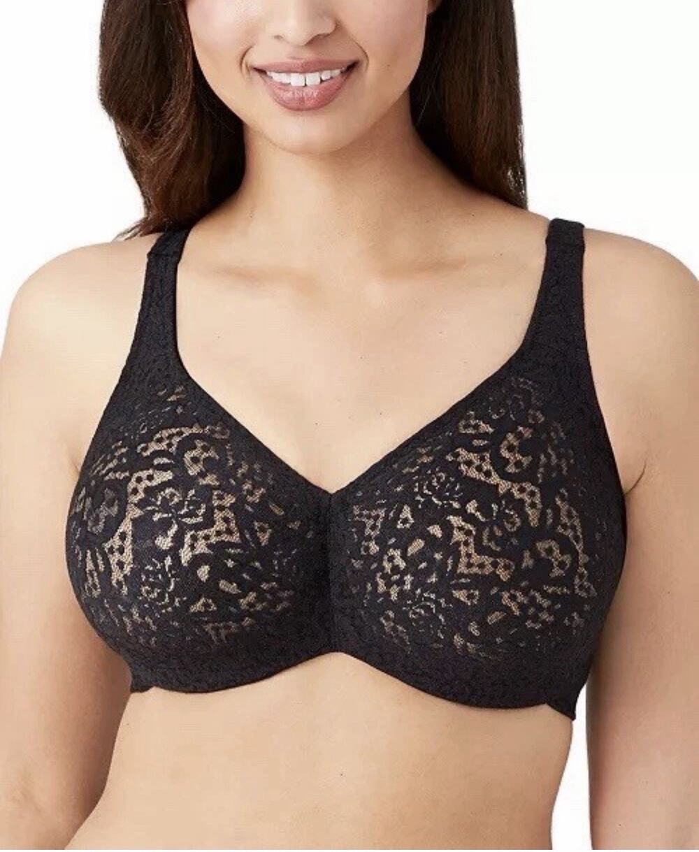 Wacoal 65547 Halo Lace Full Figure Coverage Underwire Bra Black 36DD